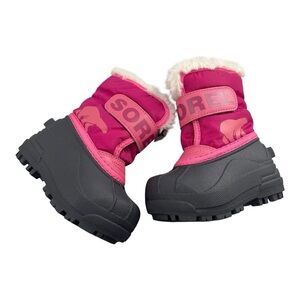 Sorel Girls Pink and Black  Snow Waterproof Snow Boots Size 4 Toddler